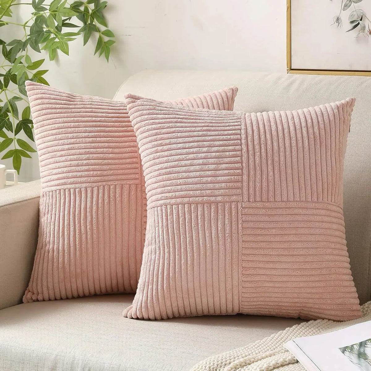 Olivine | Set de 2 Fundas de Cojín de Pana Suave - StilfulltHome decorRIBFLUWELE-ROZE4-DVFXRosa45 x 45 cmOlivine | Set de 2 Fundas de Cojín de Pana Suave