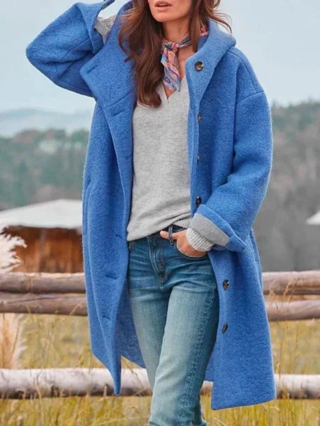 Ondine | Abrigo con Capucha de Bouclé - StilfulltWomen's jacketsAzulSOndine | Abrigo con Capucha de Bouclé