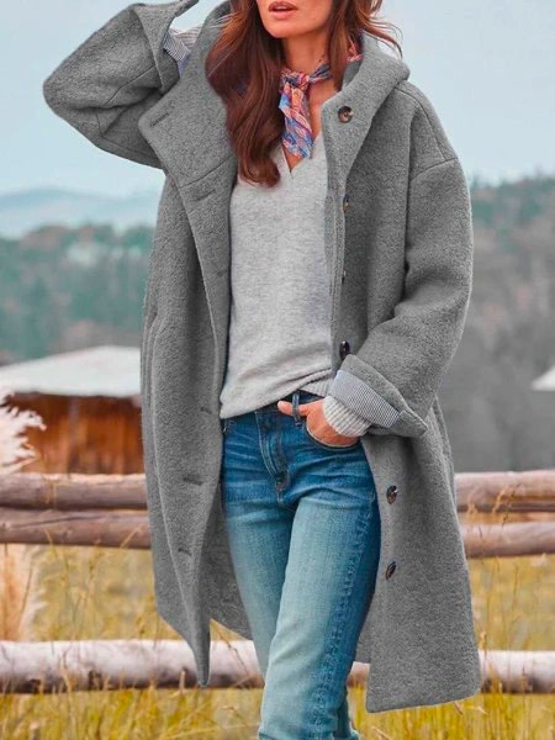 Ondine | Abrigo con Capucha de Bouclé - StilfulltWomen's jacketsGrisSOndine | Abrigo con Capucha de Bouclé
