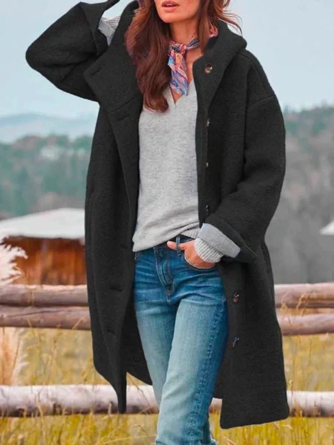 Ondine | Abrigo con Capucha de Bouclé - StilfulltWomen's jacketsNegroSOndine | Abrigo con Capucha de Bouclé