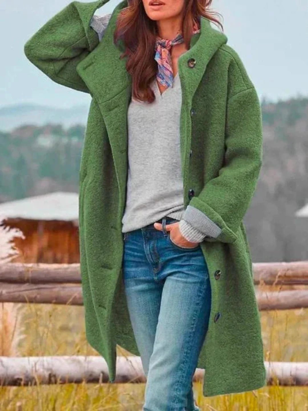 Ondine | Abrigo con Capucha de Bouclé - StilfulltWomen's jacketsVerdeSOndine | Abrigo con Capucha de Bouclé