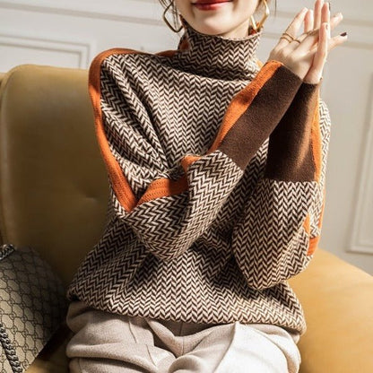 Ottilie | Jersey Cuello Alto Espiga Bicolor - StilfulltWomen's sweatersVerdeSOttilie | Jersey Cuello Alto Espiga Bicolor