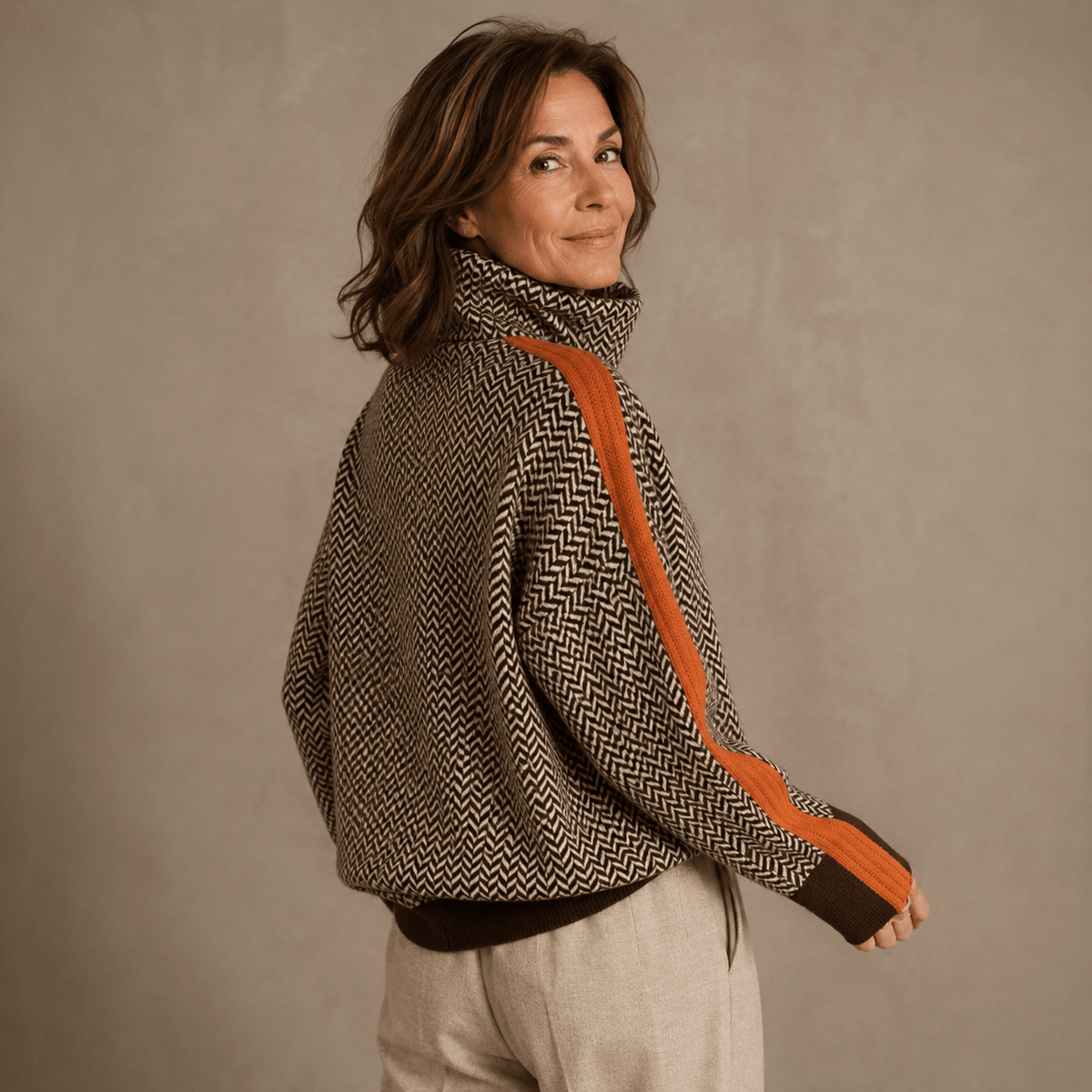 Ottilie | Jersey Cuello Alto Espiga Bicolor - StilfulltWomen's sweatersVerdeSOttilie | Jersey Cuello Alto Espiga Bicolor