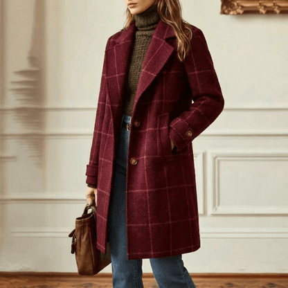Ottoline | Abrigo de Lana a Cuadros Entallado - StilfulltWomen's jacketsBurdeosS (EU 36-38 / UK 8-10)Ottoline | Abrigo de Lana a Cuadros Entallado