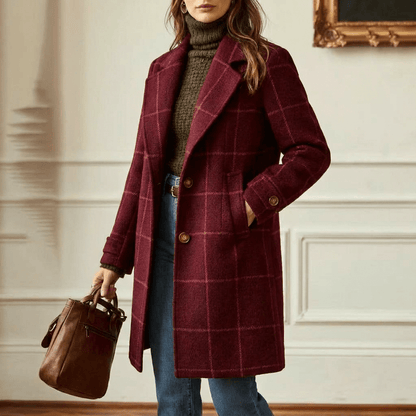 Ottoline | Abrigo de Lana a Cuadros Entallado - StilfulltWomen's jacketsCamelS (EU 36-38 / UK 8-10)Ottoline | Abrigo de Lana a Cuadros Entallado
