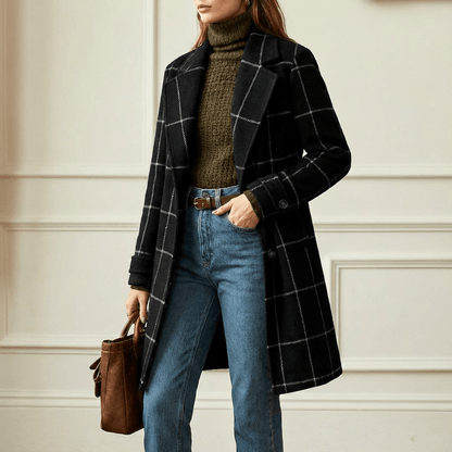 Ottoline | Abrigo de Lana a Cuadros Entallado - StilfulltWomen's jacketsCamelS (EU 36-38 / UK 8-10)Ottoline | Abrigo de Lana a Cuadros Entallado