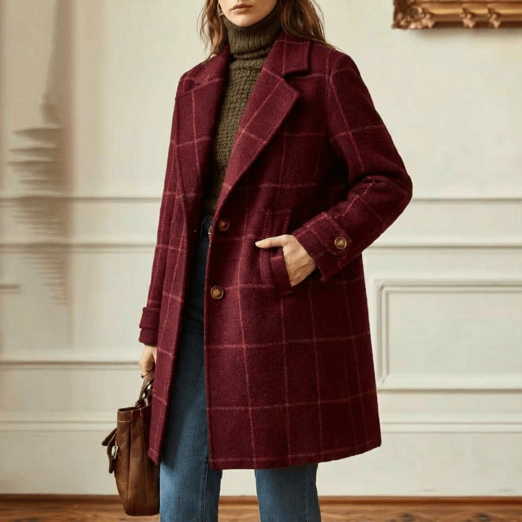 Ottoline | Abrigo de Lana a Cuadros Entallado - StilfulltWomen's jacketsCamelS (EU 36-38 / UK 8-10)Ottoline | Abrigo de Lana a Cuadros Entallado