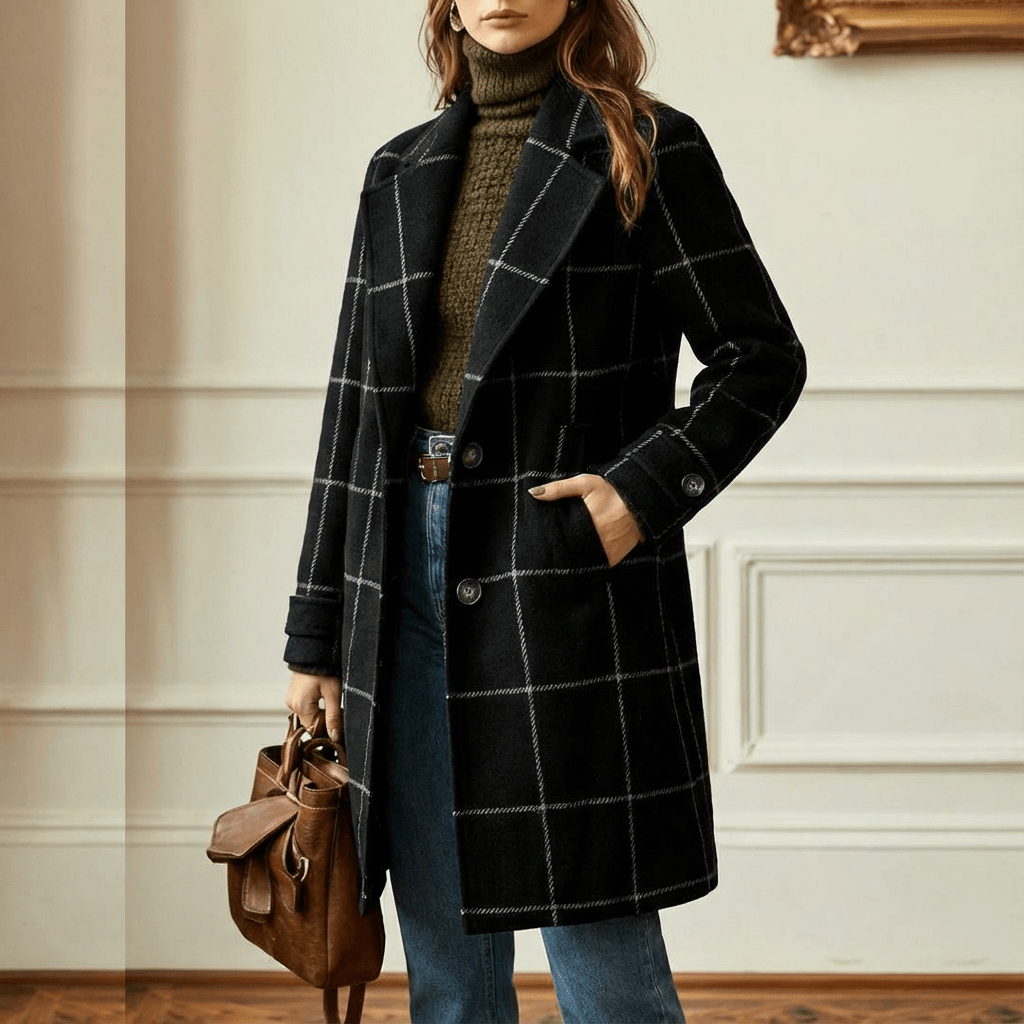 Ottoline | Abrigo de Lana a Cuadros Entallado - StilfulltWomen's jacketsCamelS (EU 36-38 / UK 8-10)Ottoline | Abrigo de Lana a Cuadros Entallado