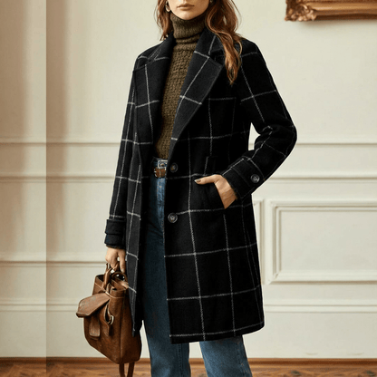Ottoline | Abrigo de Lana a Cuadros Entallado - StilfulltWomen's jacketsCamelS (EU 36-38 / UK 8-10)Ottoline | Abrigo de Lana a Cuadros Entallado
