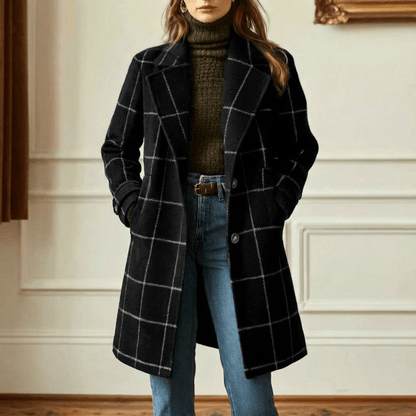 Ottoline | Abrigo de Lana a Cuadros Entallado - StilfulltWomen's jacketsNegroS (EU 36-38 / UK 8-10)Ottoline | Abrigo de Lana a Cuadros Entallado