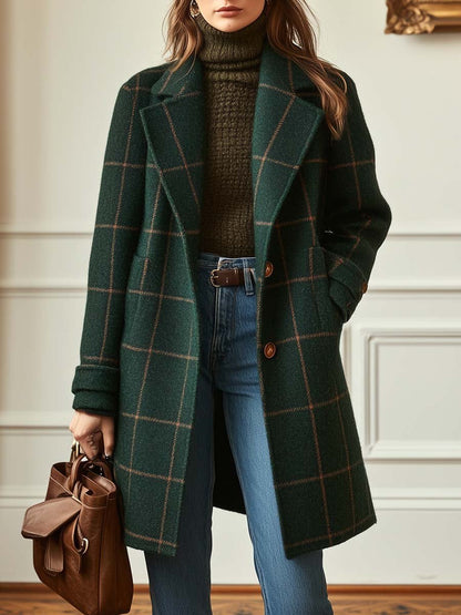 Ottoline | Abrigo de Lana a Cuadros Entallado - StilfulltWomen's jacketsVerde bosqueS (EU 36-38 / UK 8-10)Ottoline | Abrigo de Lana a Cuadros Entallado