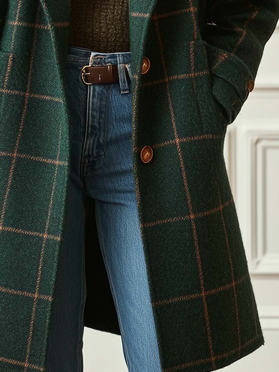 Ottoline | Abrigo de Lana a Cuadros Entallado - StilfulltWomen's jacketsVerde bosqueS (EU 36-38 / UK 8-10)Ottoline | Abrigo de Lana a Cuadros Entallado