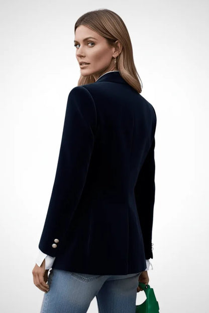 Perrine | Blazer Entallada de Terciopelo con Solapa de Pico - StilfulltWomen's jacketsMIS-0VDOZHVerdeSPerrine | Blazer Entallada de Terciopelo con Solapa de Pico