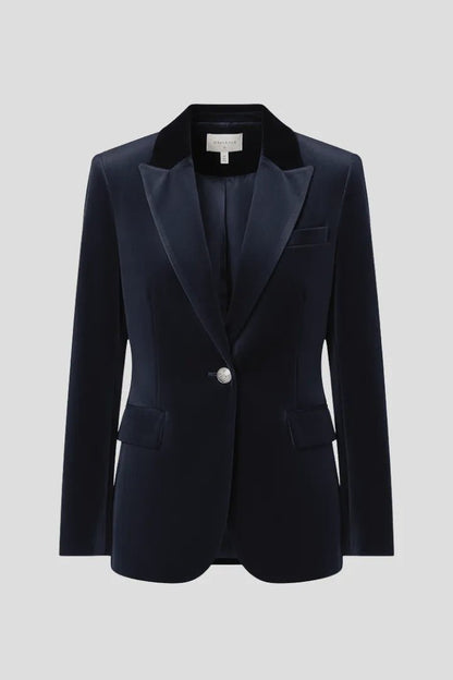 Perrine | Blazer Entallada de Terciopelo con Solapa de Pico - StilfulltWomen's jacketsMIS-0VDOZHVerdeSPerrine | Blazer Entallada de Terciopelo con Solapa de Pico