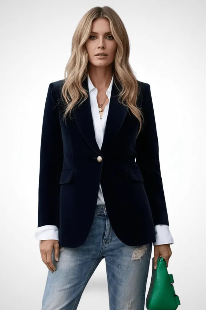 Perrine | Blazer Entallada de Terciopelo con Solapa de Pico - StilfulltWomen's jacketsMIS-0VDOZHVerdeSPerrine | Blazer Entallada de Terciopelo con Solapa de Pico