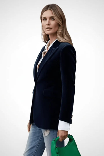 Perrine | Blazer Entallada de Terciopelo con Solapa de Pico - StilfulltWomen's jacketsMIS-0VDOZHVerdeSPerrine | Blazer Entallada de Terciopelo con Solapa de Pico
