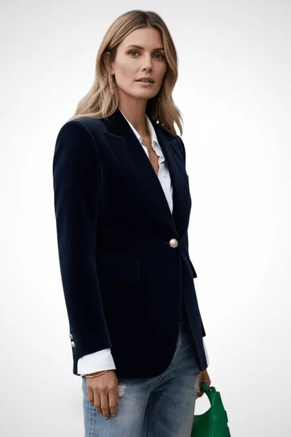 Perrine | Blazer Entallada de Terciopelo con Solapa de Pico - StilfulltWomen's jacketsMIS-0VDOZHVerdeSPerrine | Blazer Entallada de Terciopelo con Solapa de Pico