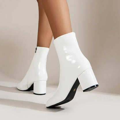 Philippa patent pointed-toe ankle boots with block heel, alternative view