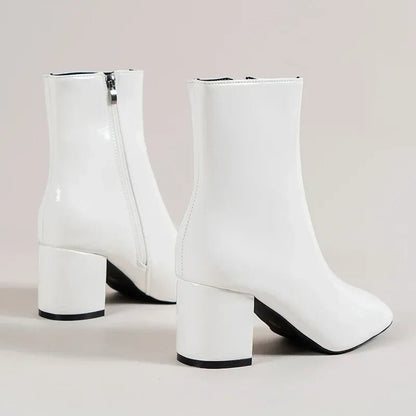 Philippa patent pointed-toe ankle boots with block heel, alternative view