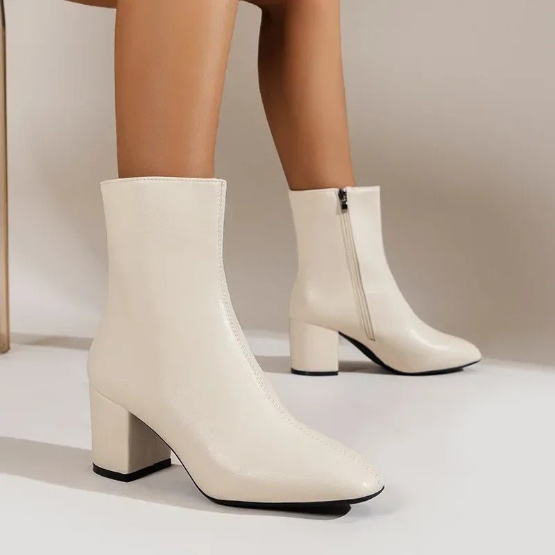 Philippa patent pointed-toe ankle boots with block heel, alternative view