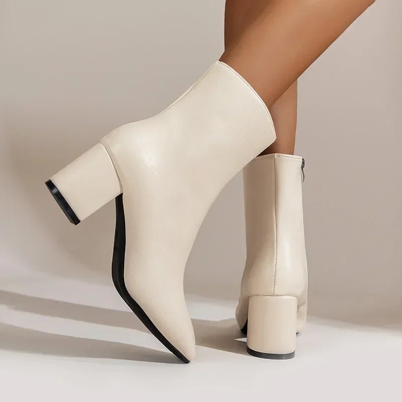 Philippa patent pointed-toe ankle boots with block heel, alternative view