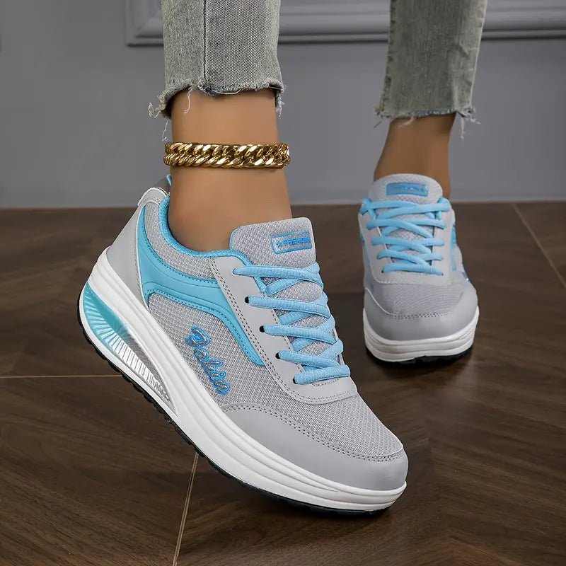 Piper | Zapatillas con Plataforma y Cordones - StilfulltWomen's shoesDSHD2-QK209028Gris con azul35Piper | Zapatillas con Plataforma y Cordones