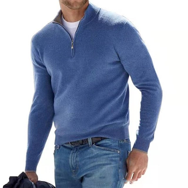 Preston | Jersey con Media Cremallera y Cuello Alto de Otoño - StilfulltMen's sweatersGQ920113AzulSPreston | Jersey con Media Cremallera y Cuello Alto de Otoño