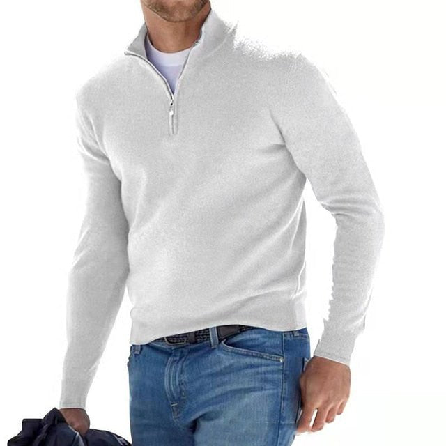 Preston | Jersey con Media Cremallera y Cuello Alto de Otoño - StilfulltMen's sweatersGQ920049BlancoSPreston | Jersey con Media Cremallera y Cuello Alto de Otoño