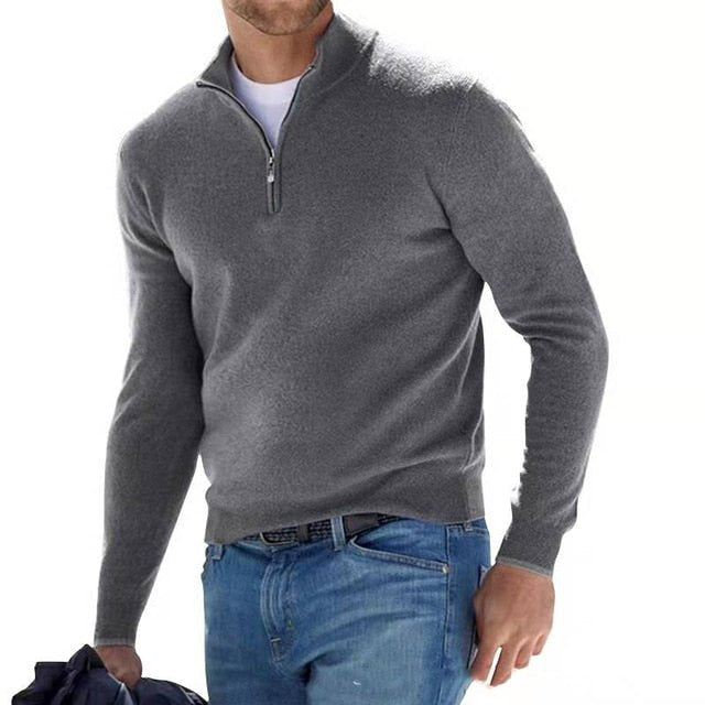 Preston | Jersey con Media Cremallera y Cuello Alto de Otoño - StilfulltMen's sweatersGQ920009GrisSPreston | Jersey con Media Cremallera y Cuello Alto de Otoño