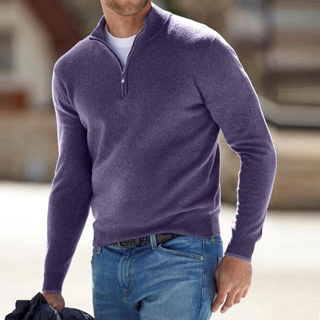 Preston | Jersey con Media Cremallera y Cuello Alto de Otoño - StilfulltMen's sweatersGQ920041MoradoSPreston | Jersey con Media Cremallera y Cuello Alto de Otoño