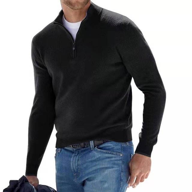 Preston | Jersey con Media Cremallera y Cuello Alto de Otoño - StilfulltMen's sweatersGQ920017NegroSPreston | Jersey con Media Cremallera y Cuello Alto de Otoño