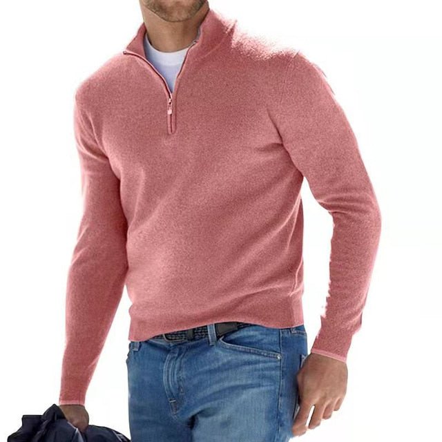 Preston | Jersey con Media Cremallera y Cuello Alto de Otoño - StilfulltMen's sweatersGQ920033RosaSPreston | Jersey con Media Cremallera y Cuello Alto de Otoño