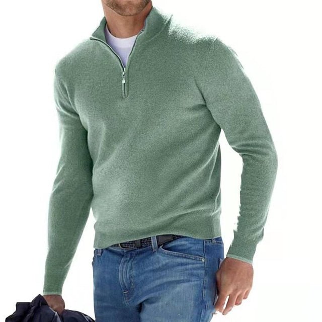 Preston | Jersey con Media Cremallera y Cuello Alto de Otoño - StilfulltMen's sweatersGQ920025VerdeSPreston | Jersey con Media Cremallera y Cuello Alto de Otoño