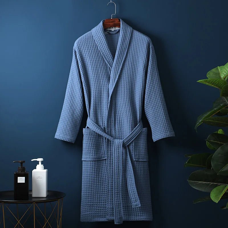 Quinn | Albornoz Kimono Ligero de Gofre - StilfulltWomen's sleepwearADEMENDEKA-BLAUW-GO2HAzulMujeres MQuinn | Albornoz Kimono Ligero de Gofre