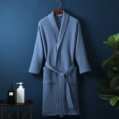 Quinn | Albornoz Kimono Ligero de Gofre - StilfulltWomen's sleepwearADEMENDEKA-BLAUW-GO2HAzulMujeres MQuinn | Albornoz Kimono Ligero de Gofre
