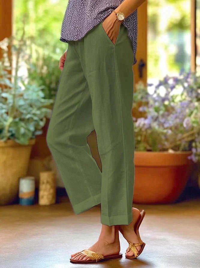 Quinn | Pantalón Recto con Bolsillos Laterales - StilfulltWomen's pantsVerdeSQuinn | Pantalón Recto con Bolsillos Laterales