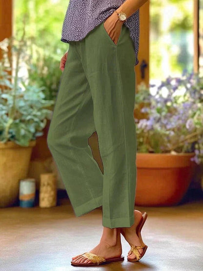 Quinn | Pantalón Recto con Bolsillos Laterales - StilfulltWomen's pantsVerdeSQuinn | Pantalón Recto con Bolsillos Laterales