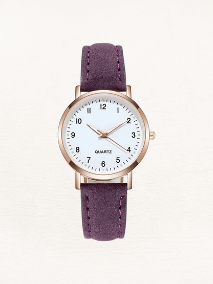 Quinn | Reloj Redondo con Correa de Piel - StilfulltWomen's watchesMoradoQuinn | Reloj Redondo con Correa de Piel