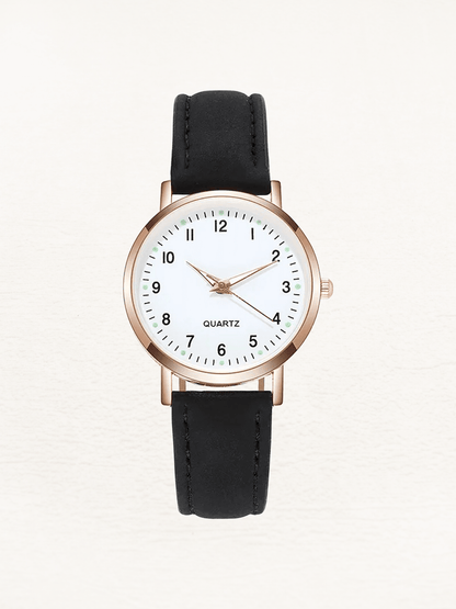 Quinn | Reloj Redondo con Correa de Piel - StilfulltWomen's watchesNegro AQuinn | Reloj Redondo con Correa de Piel