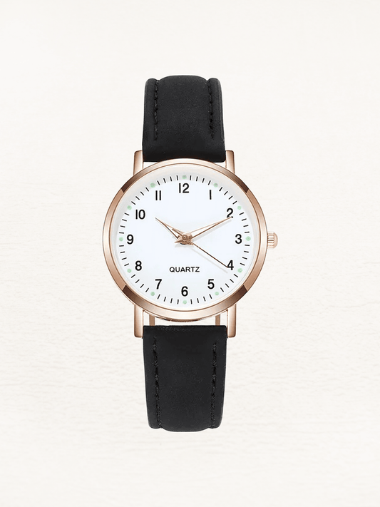 Quinn | Reloj Redondo con Correa de Piel - StilfulltWomen's watchesNegro AQuinn | Reloj Redondo con Correa de Piel