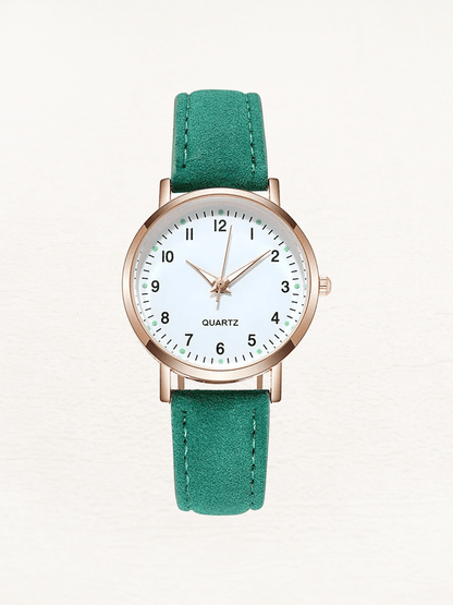 Quinn | Reloj Redondo con Correa de Piel - StilfulltWomen's watchesVerdeQuinn | Reloj Redondo con Correa de Piel