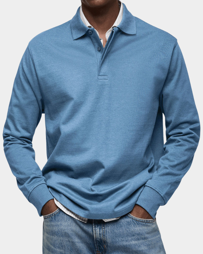 Rafferty | Polo Clásico Liso de Manga Larga - StilfulltMen's sweatersDMED1-WQ726025Azul claroSRafferty | Polo Clásico Liso de Manga Larga
