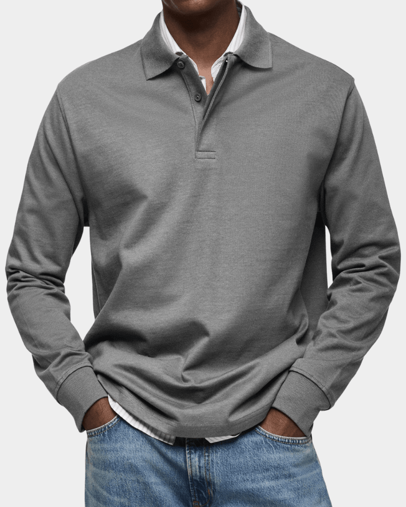 Rafferty | Polo Clásico Liso de Manga Larga - StilfulltMen's sweatersDMED1-WQ726065GrisSRafferty | Polo Clásico Liso de Manga Larga