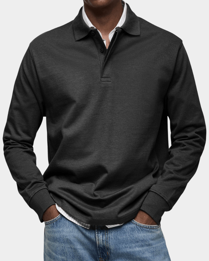 Rafferty | Polo Clásico Liso de Manga Larga - StilfulltMen's sweatersDMED1-WQ726049NegroSRafferty | Polo Clásico Liso de Manga Larga