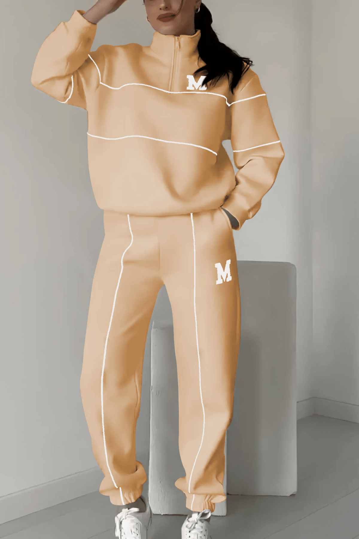 Renata | Conjunto Deportivo de Media Cremallera - StilfulltWomen's outfit setsP0235 - VarmDragt - Khaki S - 1 pcKhakiSRenata | Conjunto Deportivo de Media Cremallera