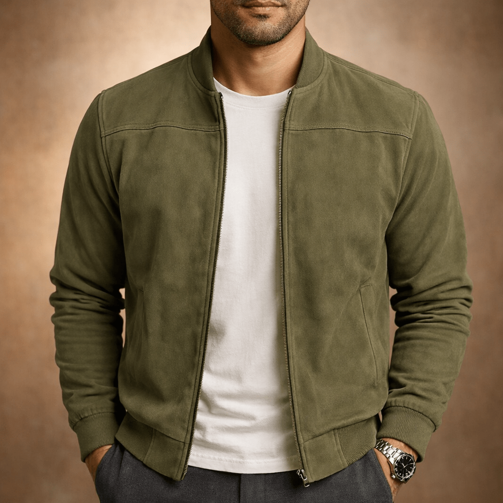 Rhett | Chaqueta Bomber Efecto Ante - StilfulltMen's jacketsVerdeSRhett | Chaqueta Bomber Efecto Ante