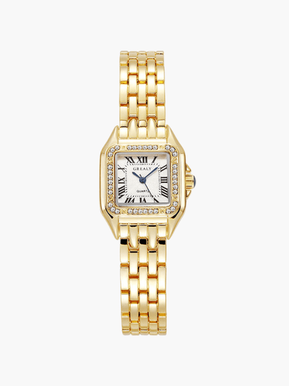 Rivelle | Reloj Cuadrado de Cuarzo con Brazalete Metálico - StilfulltWomen's jewelryDorado con piedras de zirconiaRivelle | Reloj Cuadrado de Cuarzo con Brazalete Metálico