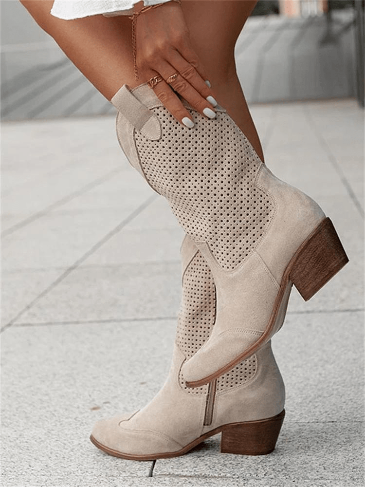 Rocío | Botas Camperas Caladas con Tacón Ancho - StilfulltWomen's shoesXMB4686ECaqui35Rocío | Botas Camperas Caladas con Tacón Ancho