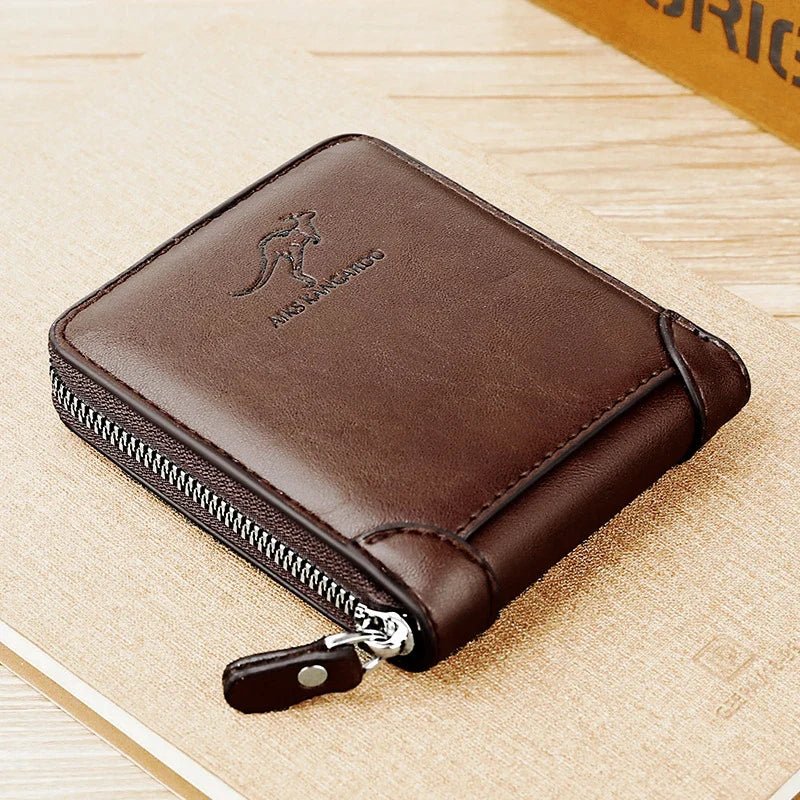 Rory men's compact leather wallet in brown