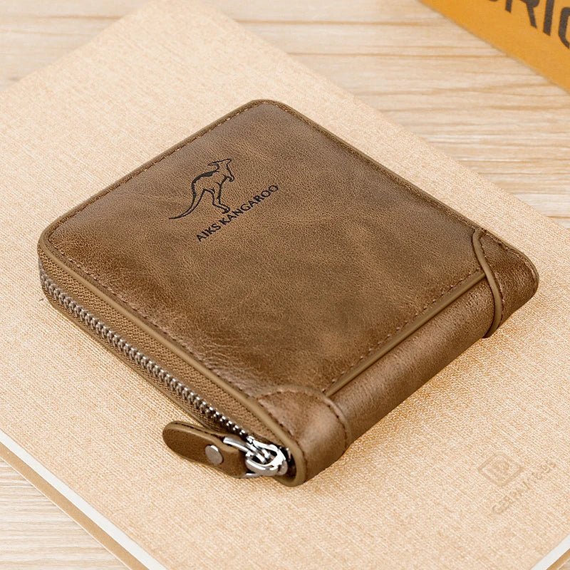 Rory men's compact leather wallet in khaki
